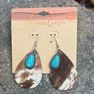 Anne Liese Brown and Turquoise Teardrop Earrings